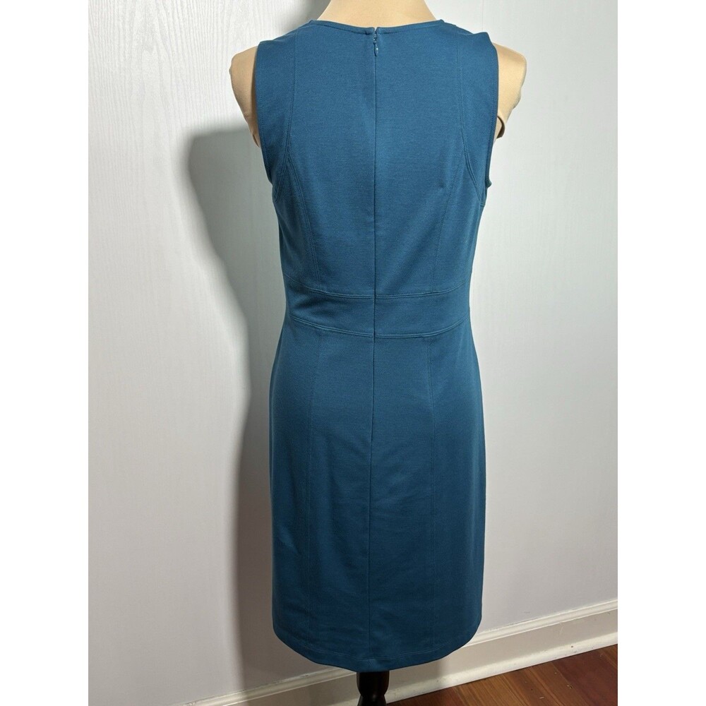 Ann Taylor Sheath Dress Womens 6 Blue Teal Sleeveless Knee Length Stretch Career - Picture 11 of 15